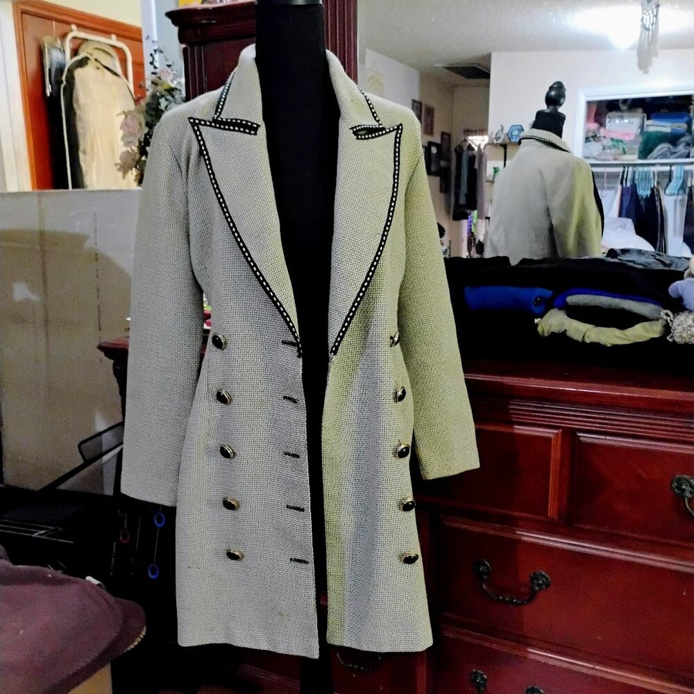 Gray and Black Button Up Coat - Picture 1 of 6